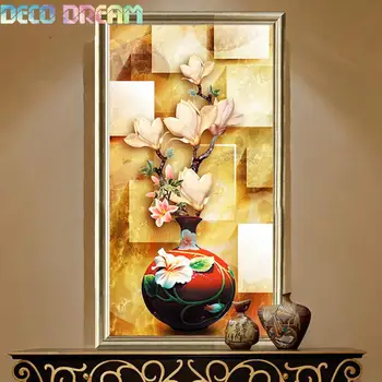 

Full Diamond Painting Orchid With European Vase Diy Diamond Embroidery Beautiful Floral Decorated The Living Room A Good Gift