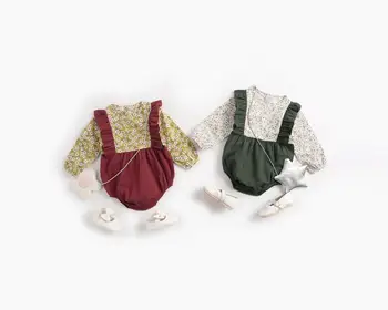 

2019 new girls printed romper ruffles spring autumn kids girls jumpsuit 0-3 years