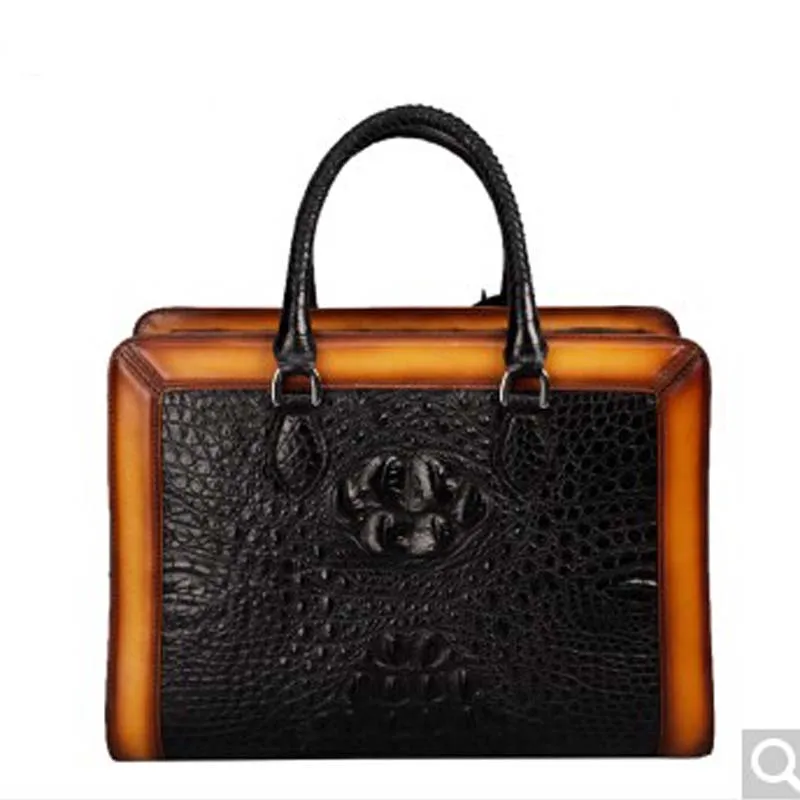

Pulafu Alligator leather briefcase men's big bag male business handbag business Bag man crocodile handbag computer bag