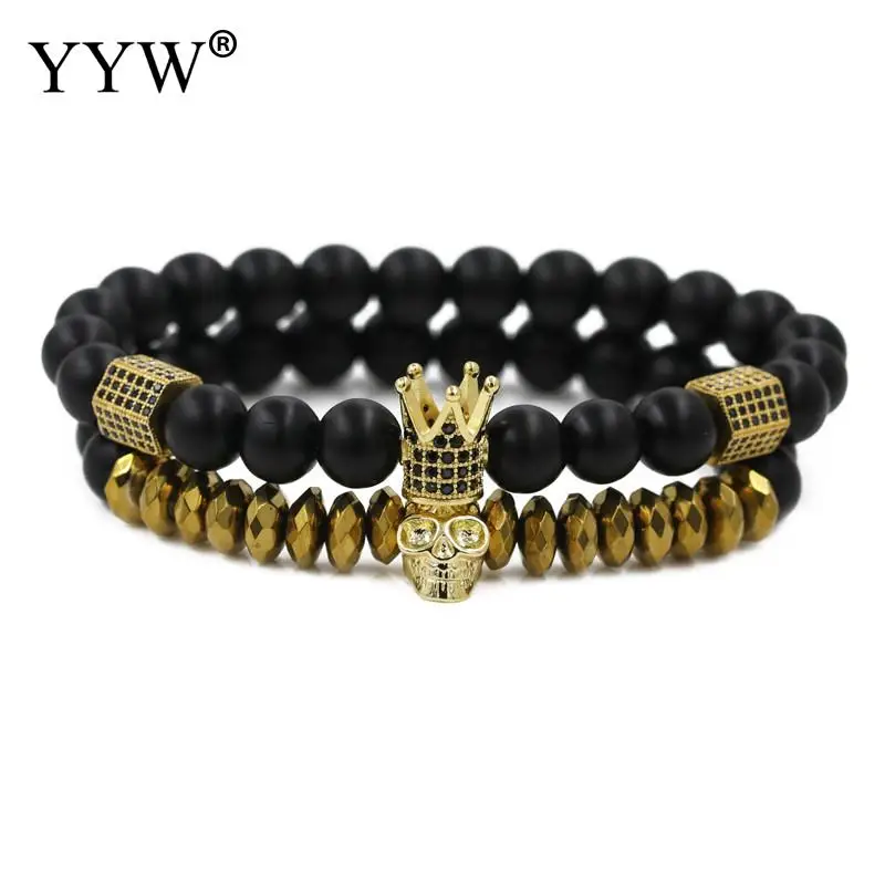 Набор браслетов с черепом мужские аксессуары фианитами ювелирные изделия Erkek