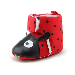 Delebao супер милые жуки теплые Обувь для младенцев красные пятна хлопка Сапоги и ботинки для девочек для 0-18 месяцев младенческой Обувь для