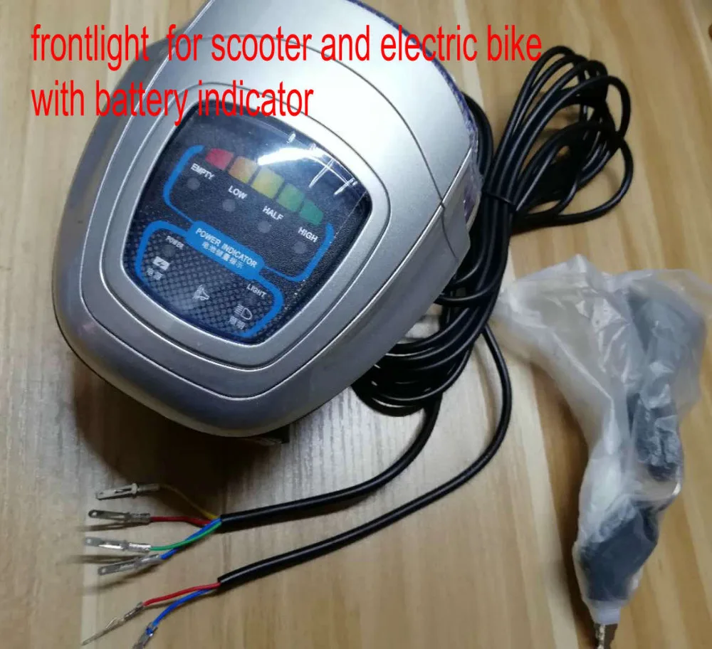 

frontlight electric bike scooter headlight with horn&switch lock/key LED lamp with battery level display moped tricycle headlamp
