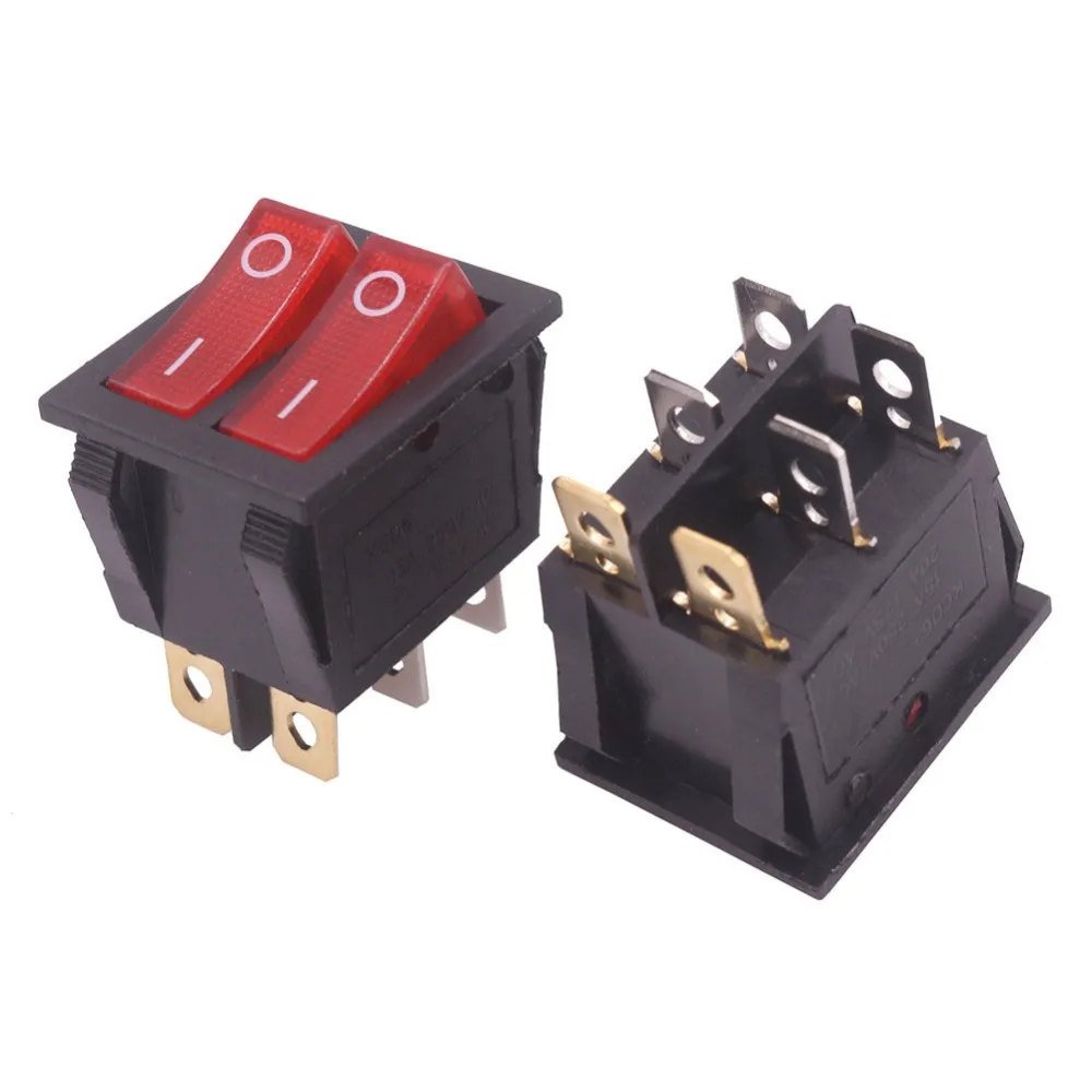 20 Pcs 6 Pin 30*25*32mm Rocker Switch 6 Plugs Double Row Switch 15A