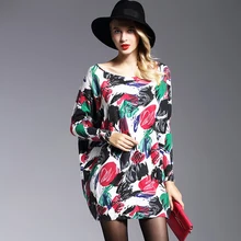 Women Sweaters And Pullovers 2016 Winter Vintage Sweaters Batwing Sleeve Print Slash Knitted Sweater Women Pullovers 7233