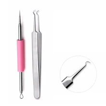 Акне зажим из нержавеющей стали пинцет локоть иглы Красота Набор инструментов нескользящее устройство для удаления рукоятки SSwell
