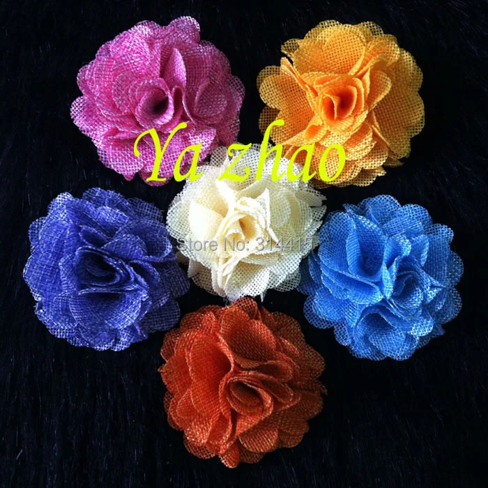 

3" Burlap fabric flower, hair flower, hair accessory for kids, 12colors in stock, 300pcs/lot free shipping
