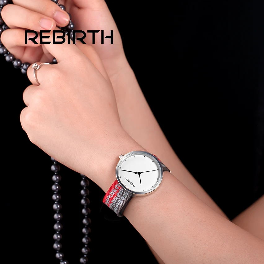

New design stitching strap simple women watches vitality street canvas quartz watch for young people REBIRTH brand fashion watch