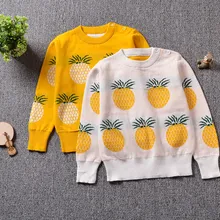 Горячая распродажа; детский свитер с круглым вырезом с изображением ананаса для маленьких девочек и мальчиков; стильный трикотажный пуловер с милым принтом для малышей; одежда