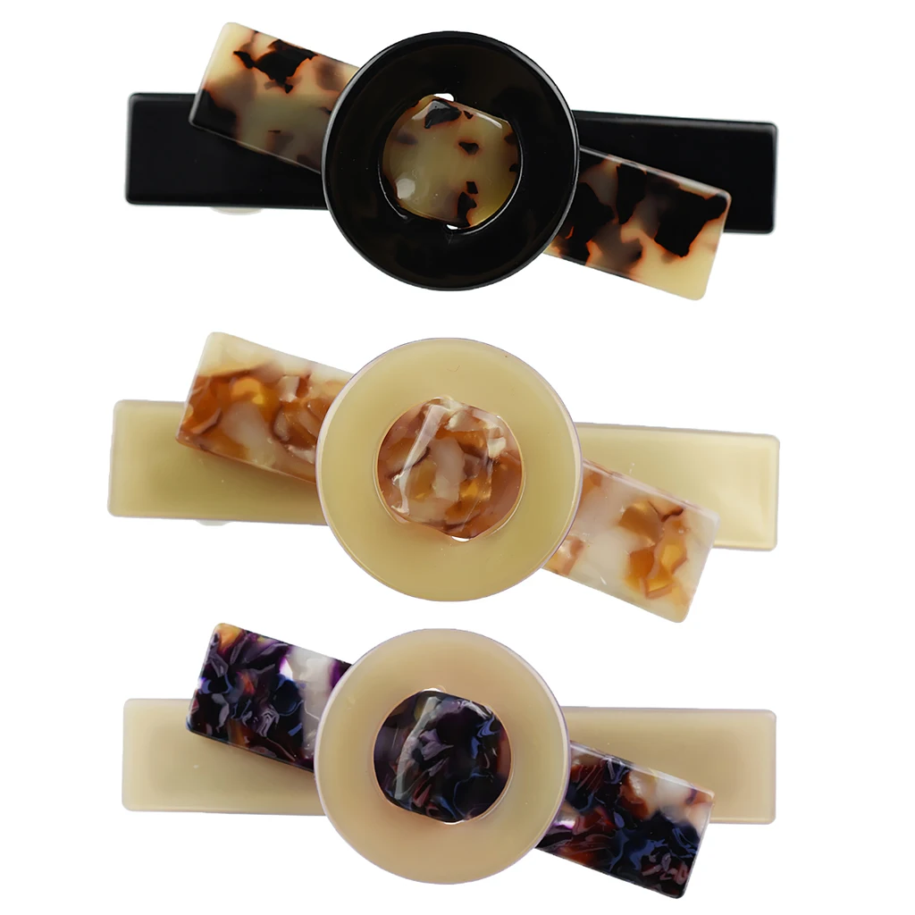 

Multi-color Retro No-slip Auto Clasp Acrylic Tortoise Shell Barrettes for Any Hairstyle About 3.54×1.37×0.79 inch
