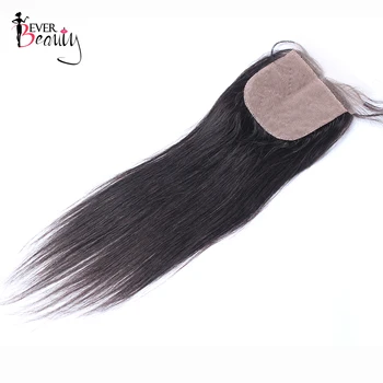 

Silk Base Closure Brazilian Straight Human Hair Closure 4x4 Free Part With Baby Hair Bleached Knots Ever Beauty Remy Hair