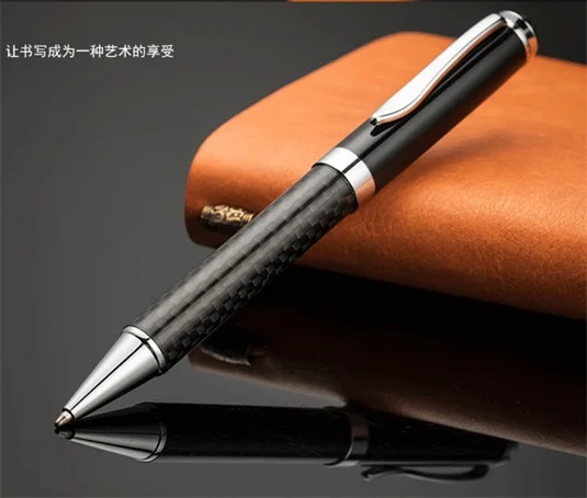 Высококачественная Черная шариковая ручка из углеродного волокна mb/Шариковая ручка для школы офиса канцелярские брендовые ручки для письма - Цвет: black ballpoint pen