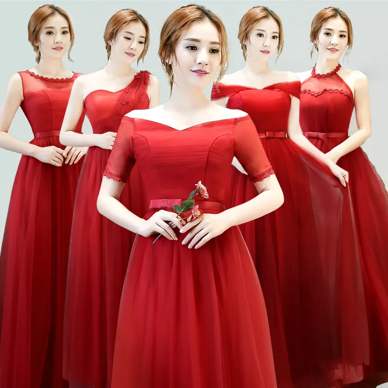 wine red maid of honor dresses