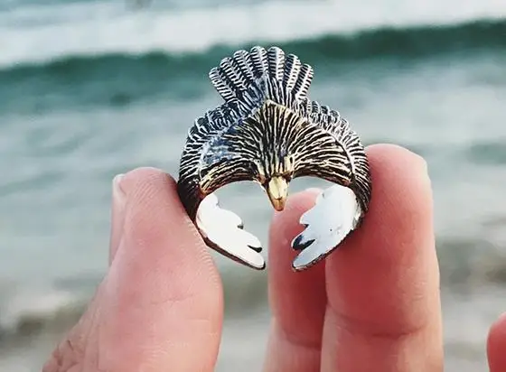 

Sterling S925 silver rings 925 eagle vintage trendy ring 27mm