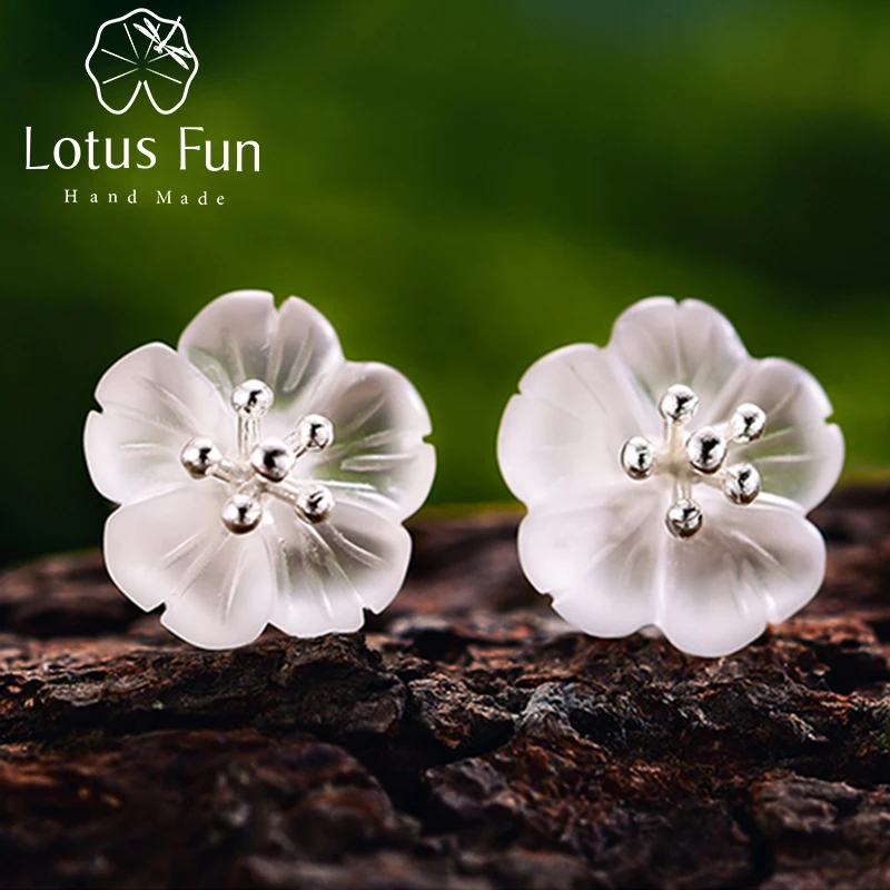 Женские серьги гвоздики цветок под дождем Lotus Fun ручного изготовления из