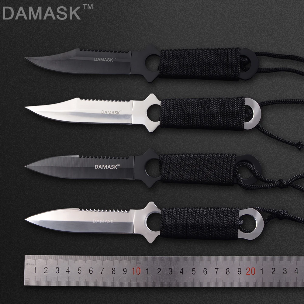 DAMASK Brand Scuba Diving Knife Stainless Steel Full Tang Fixed Blade