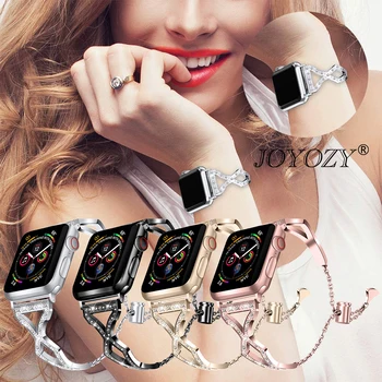 

Joyozy Diamond watch bands for Apple Watch 38mm 40mm 42mm 44mm Stainless Steel strap Women Bracelet for iWatch Series 4 3 2 1
