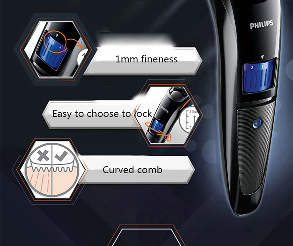 Philips beardtrimmer QT4000 многофункциональный триммер бритва точная длина набор 1-10 мм Регулируемая длина изогнутые гребни черный