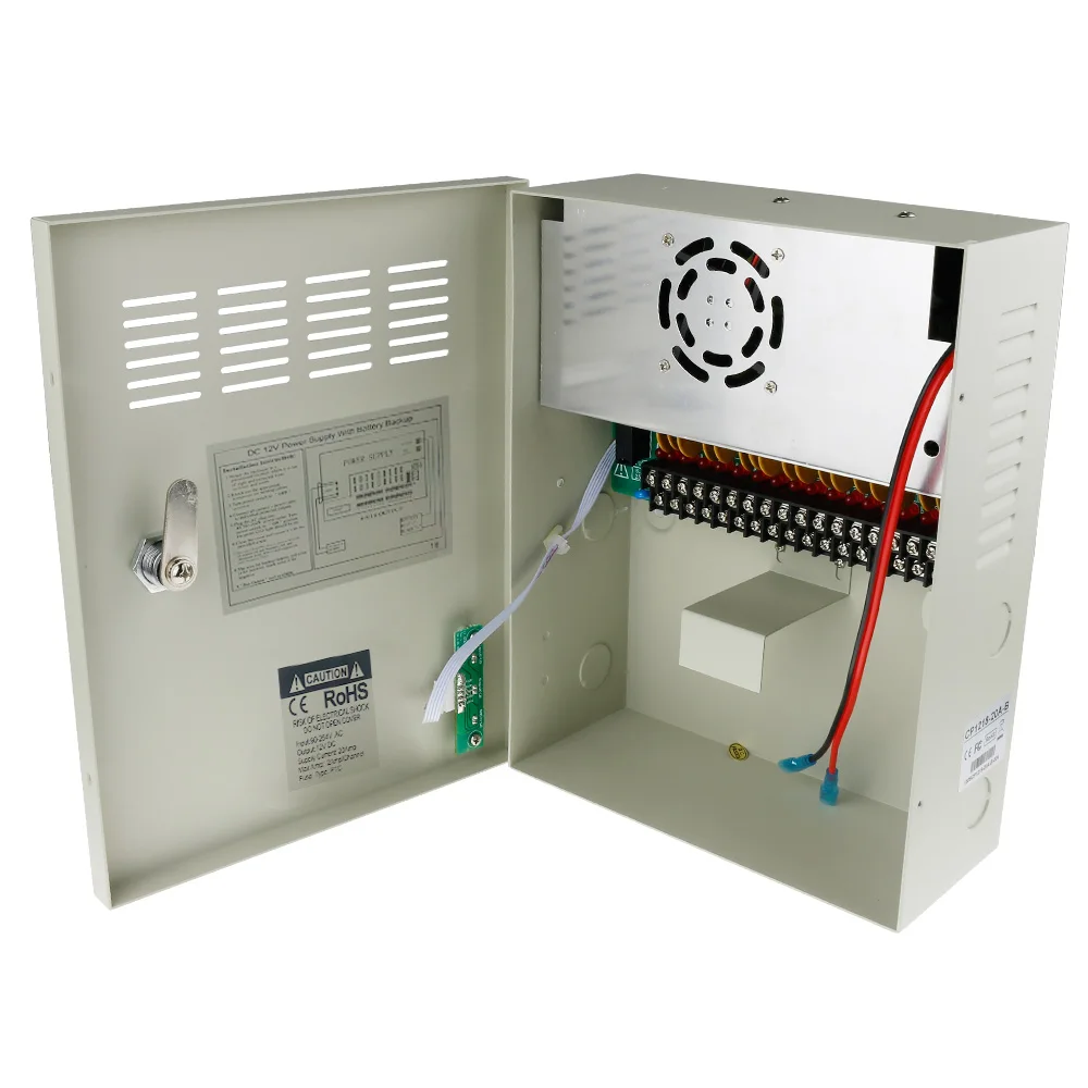 

2PCS UPS Power Supply Box For Security Cameras DC 12V 20A 18 Channels Uninterruptable Power