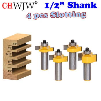 

4 Bit Slotting/Grooving Router Bit Set - 1/2" Shank - Chwjw 14481
