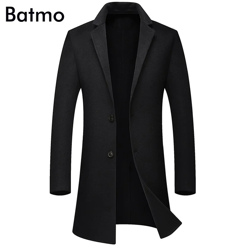 Batmo Новое поступление зимнее высококачественное двустороннее шерстяное повседневное пальто для мужчин, мужское длинное пальто, зимнее пальто 7308