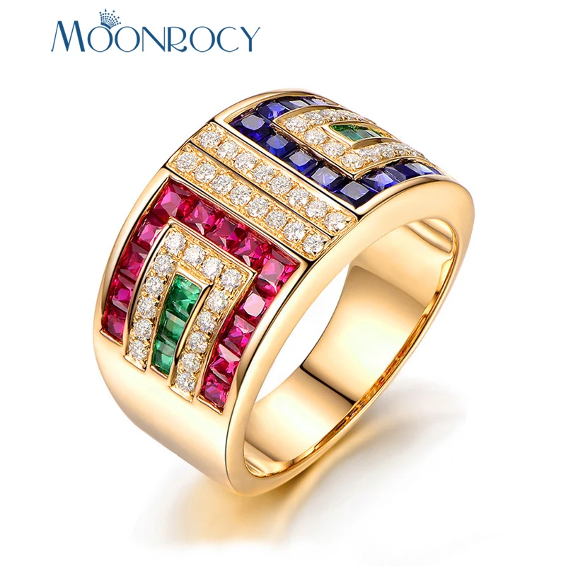 

MOONROCY Rose Gold Color CZ Ring Cubic Zirconia CZ Colourful Crystal Rings for Women Girls Gift Vintage Ring Jewelry Wholesale