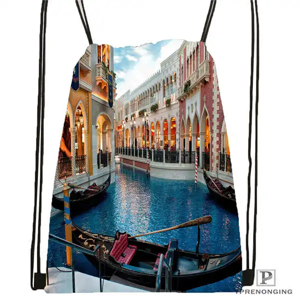 Custom sunrise venice morning Drawstring Backpack Bag Cute Daypack Kids Satchel Black Back 31x40cm 2018612 01