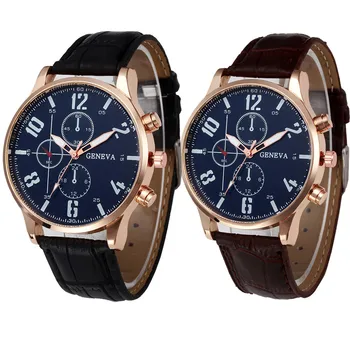 

Men watches Luxury brand Fashion Stainless steel back cover leather band Analog Alloy Quartz Wrist Watch