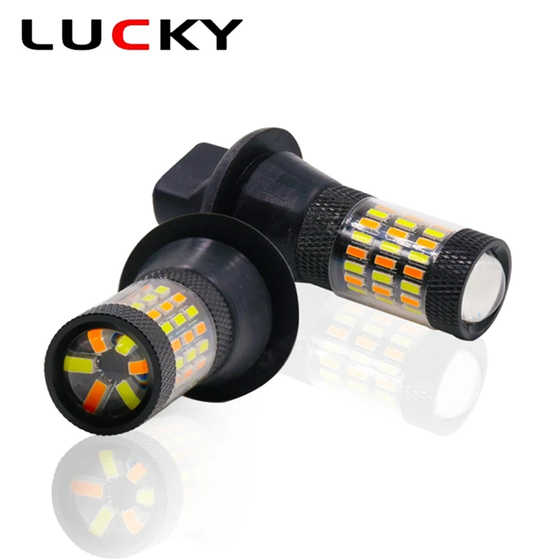 

2 Pieces CNILUCKY Universal Auto Turn Light BA15S 1156 BAU15S T20 LED Single Filament Dual Color DRL 3014 60SMD white and amber