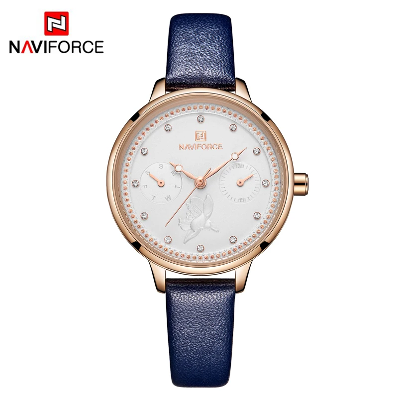 NAVIFORCE модные простые часы повседневные женские кварцевые роскошные Брендовые
