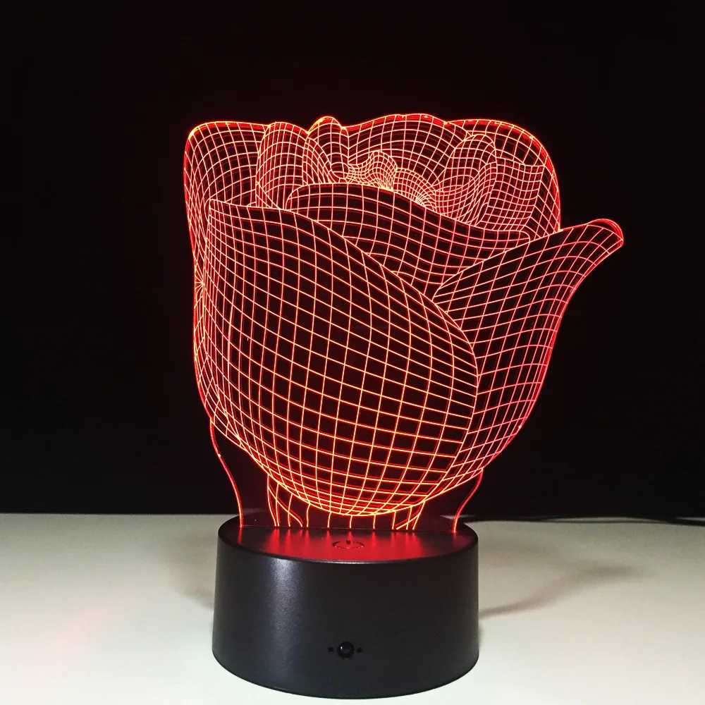 Роза Acylic светодиодный 3D ночник с дистанционным Touch Красочные цветы стол настольные лампы свадебные комната Decar для подруги подарки