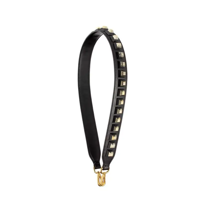 Colored Genuine Leather Shoulder Straps For Handbags Flower Rivet Leather Strap Handles Quality Replacement Bags Parts Strap
