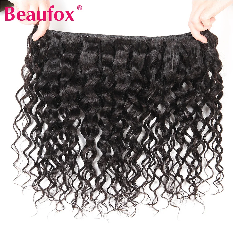 Beaufox Malaysian Water Wave Bundles With Closure Remy Human Hair 3 Bundles With Closure Preplucked With Baby Hair Natural Color (2)