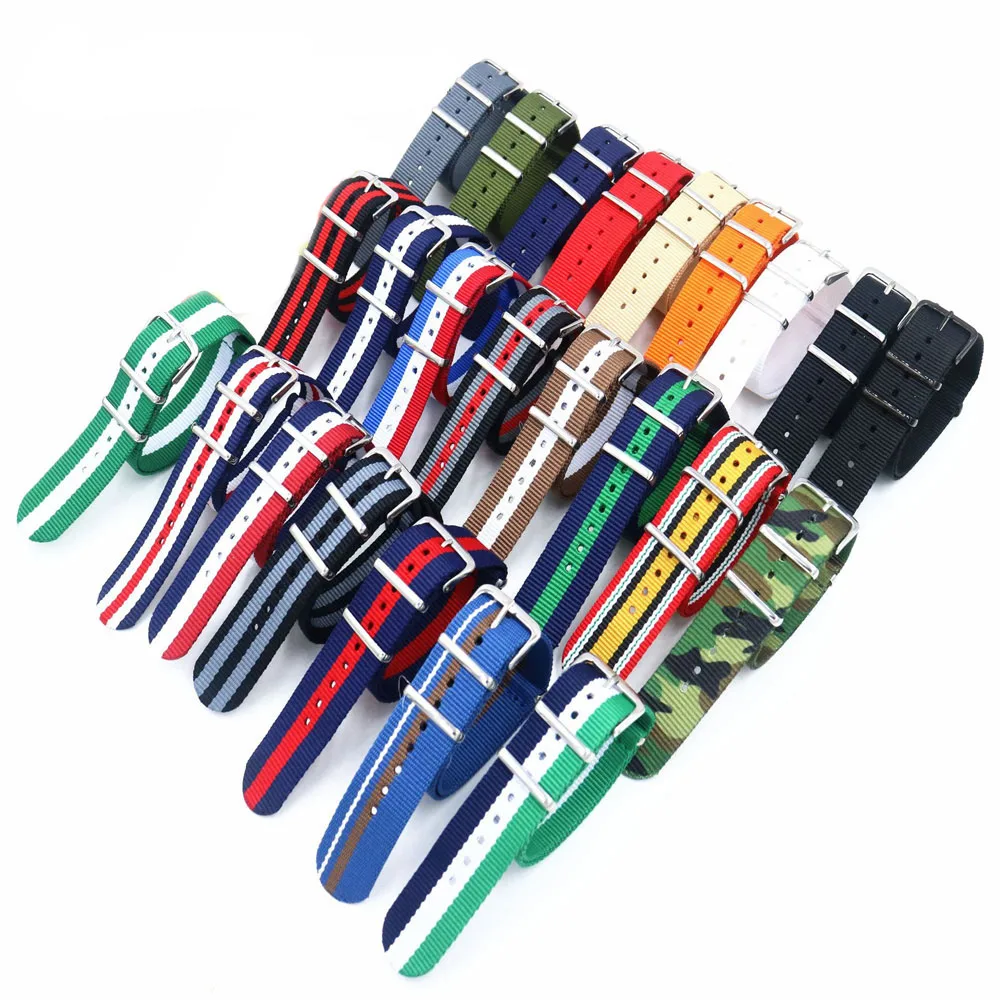 18 мм 22 мм NATO армейский спортивный бренд нейлоновый тканевый ремень аксессуары ремешки с пряжками 007, James Bond. Черный 20 ремешок для часов, мм