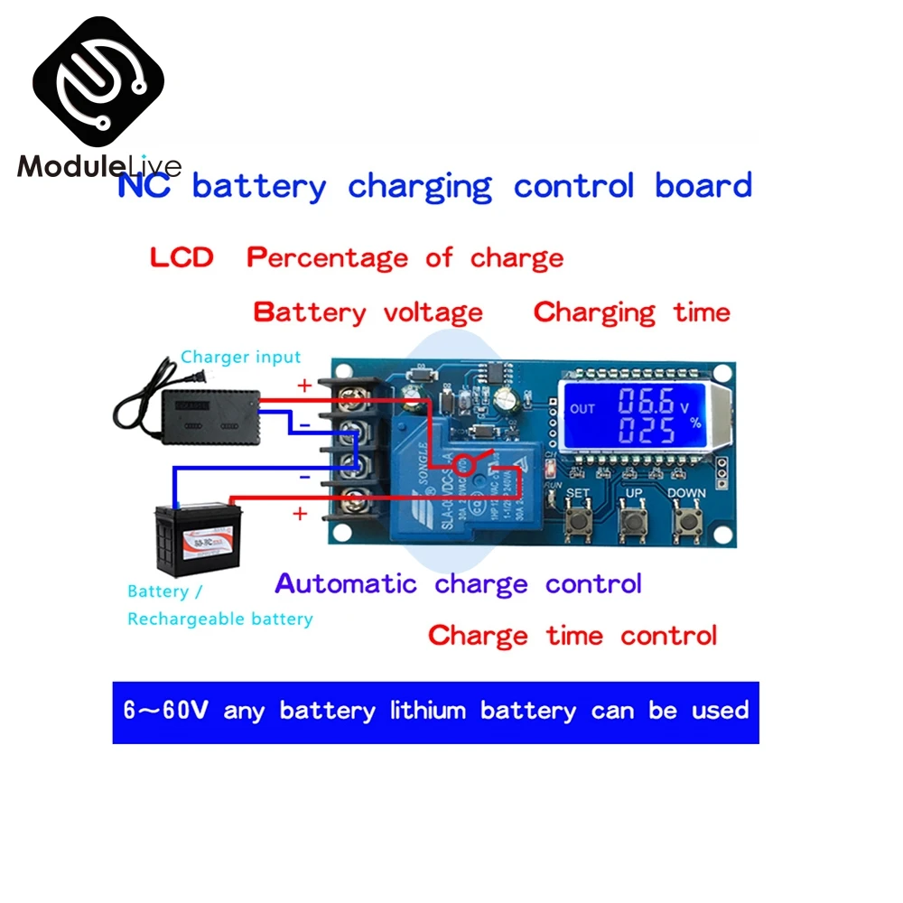 

XY-L30A NC LCD Display Battery Charging Control Module Digital Full Power Off Overcharge Protection Switch 6-60V