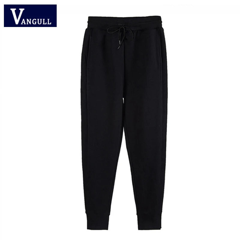 

Vangull Spring Summer Casual Women's Clothing High Waist Harem Pants Elastic Band Sashes Solid Plus Size Cotton Loose Long Pants
