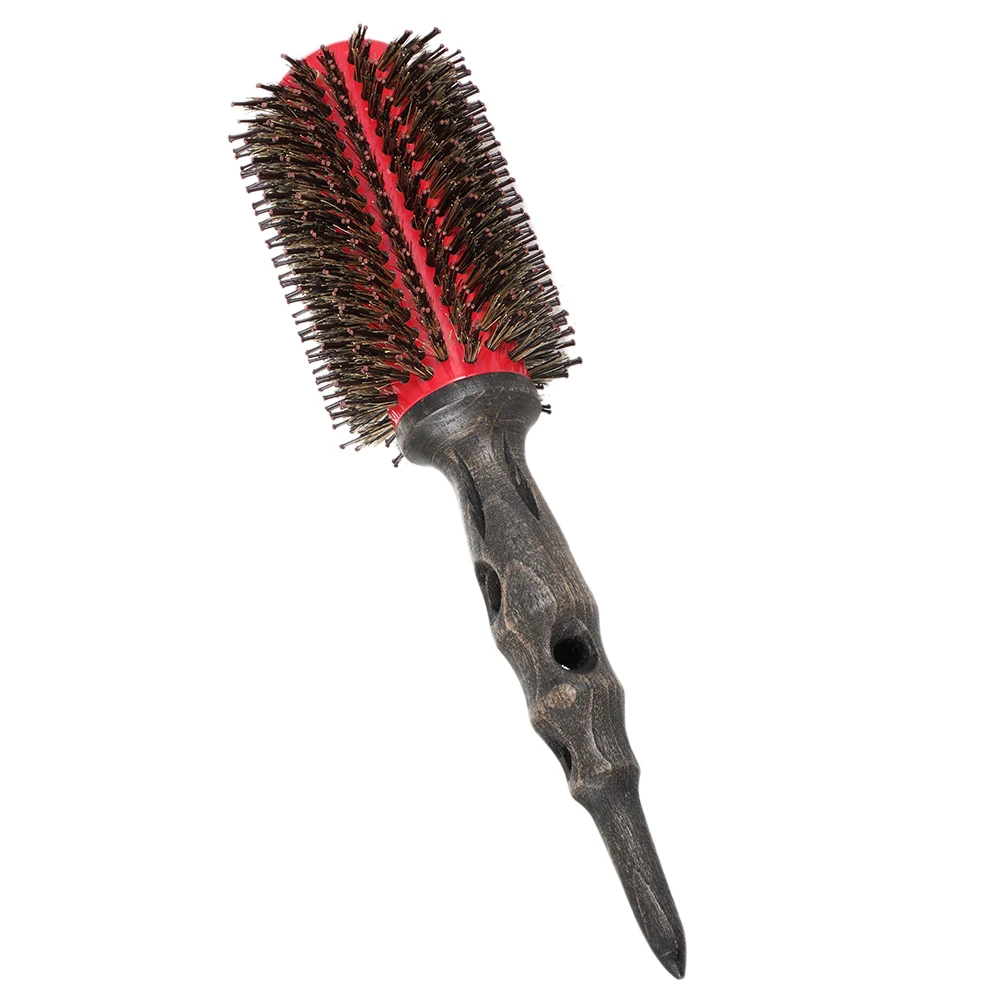 Расческа для волос с натуральной щетиной, круглая роликовая щетка для волос с нескользящей деревянной ручкой, расческа для массажа кожи головы, салонные Инструменты для укладки волос