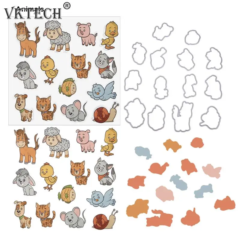 

Lovely Animals Metal Cutting Dies and Stamps DIY Scrapbooking Dies Metal Clear Stamp Embossing Paper Cards Craft Decoration