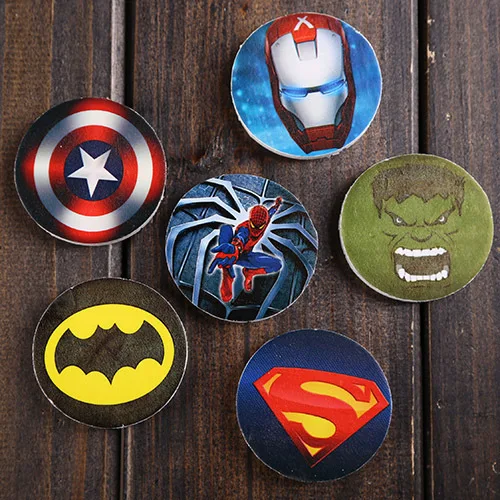 6pcs/Marvel Avengers 2 circular Erasers Iron Man Batman Spider Super Captain America hulk stationery rubbers -FREE SHIPPING | Канцтовары
