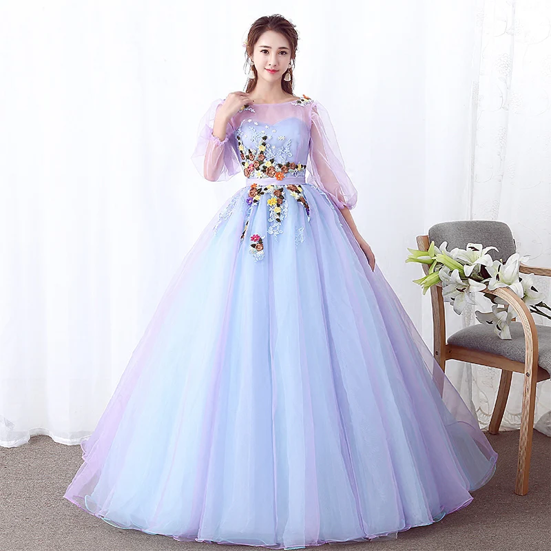 pastel color ball gown