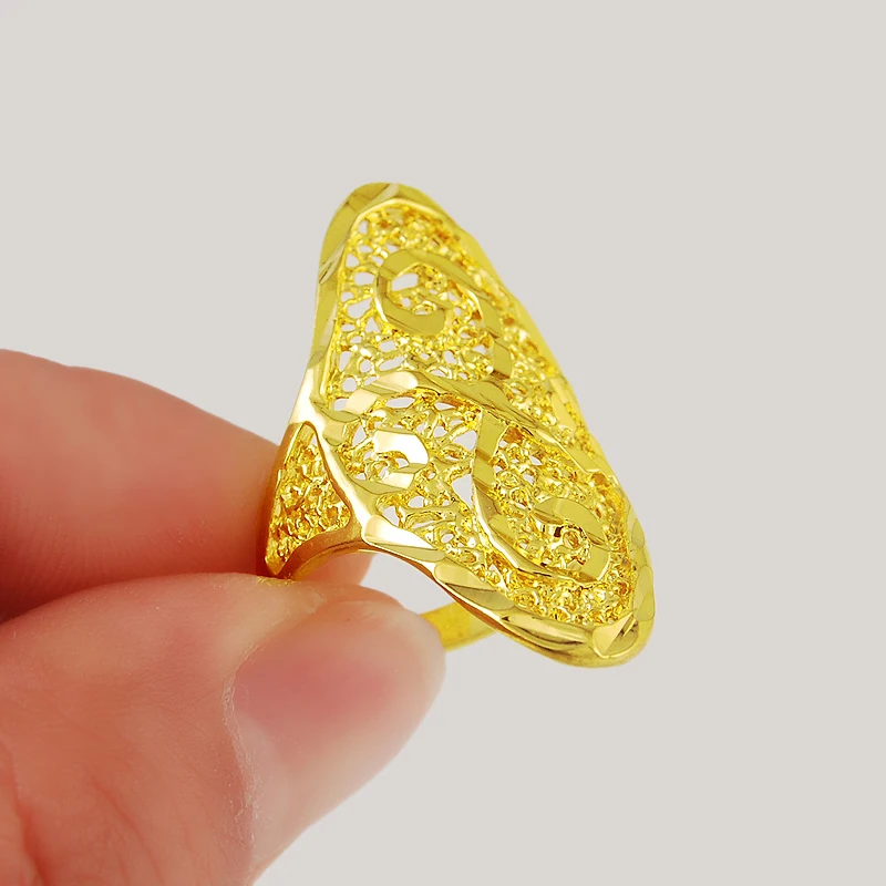 Вакуумное коктейльное кольцо 24 к из чистого золота, винтажное популярное Золотое кольцо для женщин, девушек, вечерние ювелирные изделия, Размер 7-10