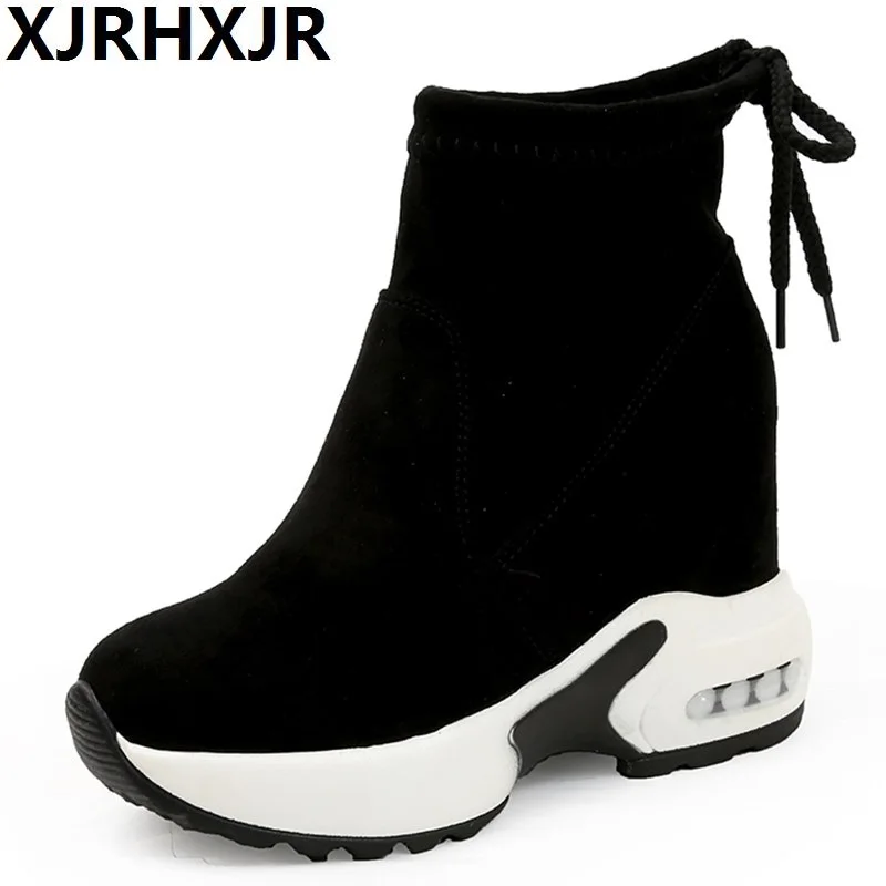 

XJRHXJR Brand Snow Boots Winter Ankle Boots Women Shoes Fur Warm Boots Female Casual Shoes Platform SlipOn Flat Comfort Booties