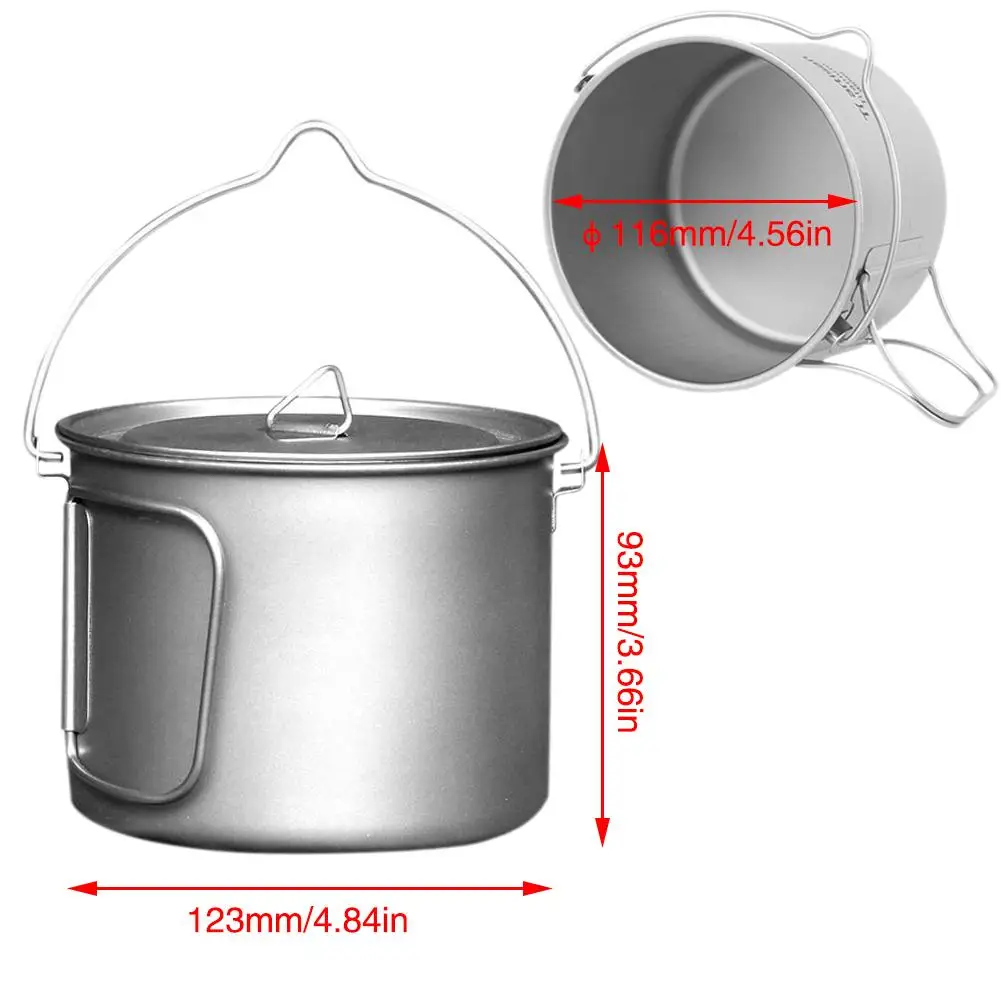 Titanium Pot Cup Mug 900ML Ultralight Outdoor Tableware Travel Coffee Tea Camping Pot Water Cups Cooking With Lid Handle