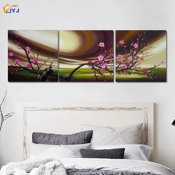 

Unframed 3pcs/set Textured Flower Picture Handmade Modern Abstract Oil Painting On Canvas Wall Art Living Room Decor JYJZ016