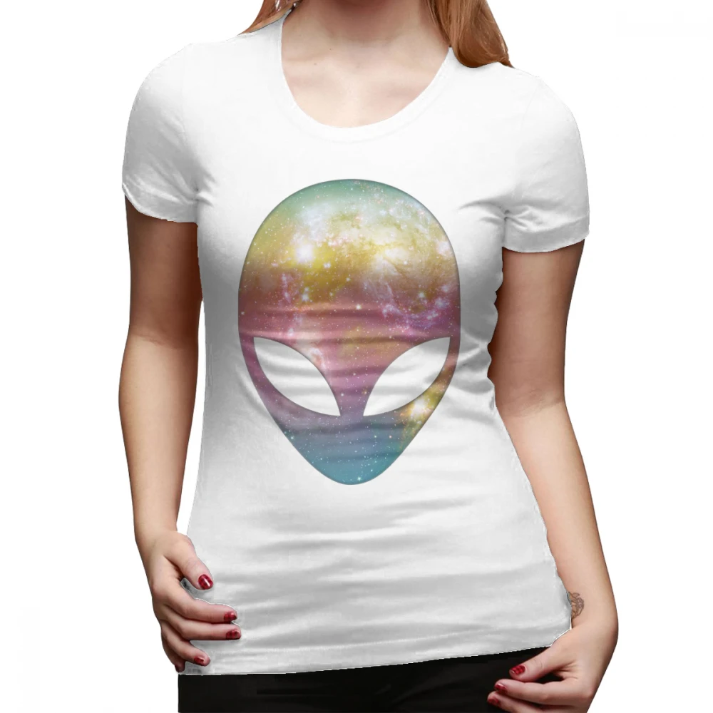Серый инопланетянин футболка космический инопланетянин футболка Принт Большой размер Женская футболка оранжевый Повседневный простой короткий рукав круглый вырез женская футболка - Цвет: Белый