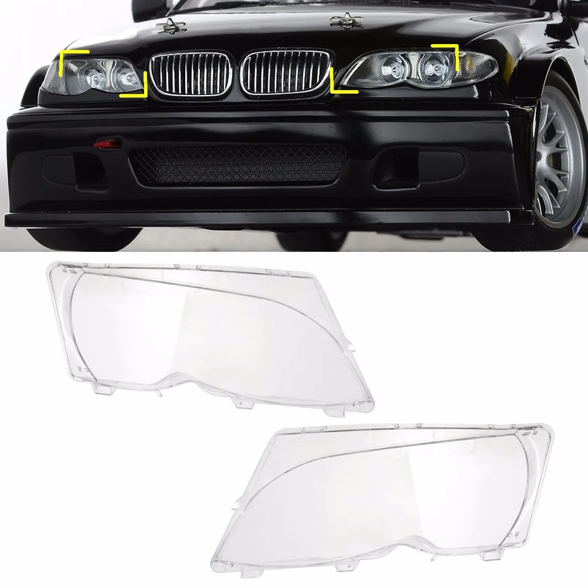 

1 Pair Left & Right Headlight Headlamp Clear Lenses Lens Clear Cover Coupe Convertible For BMW E46 2DR 1999-2003 M3 2001-2006