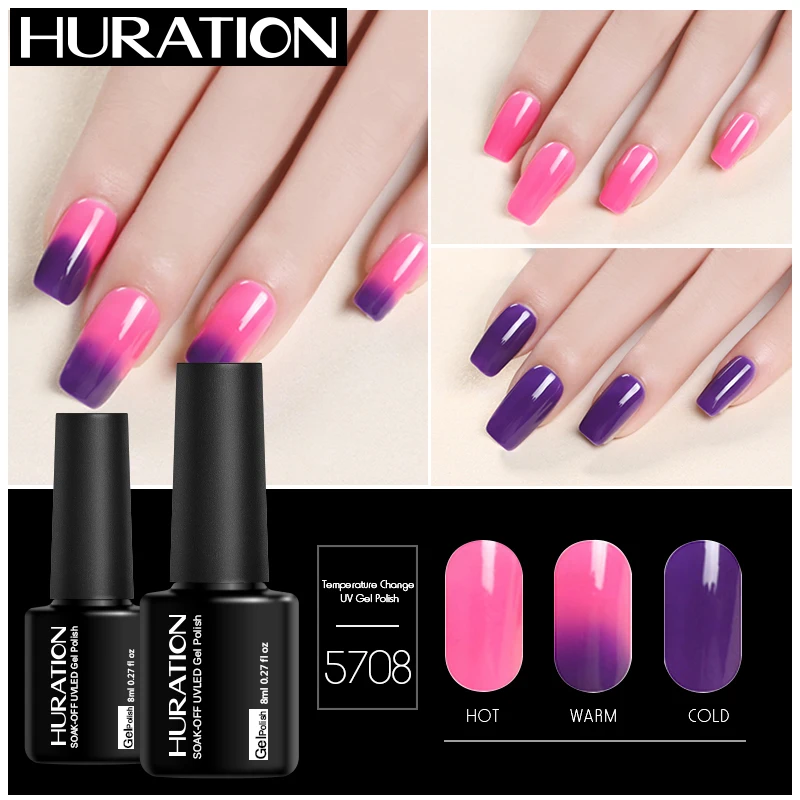 Huration 8ml Colorful Nail Gel Polish Temperature Change 29 Species Color LED UV Long Lasting Heat Varnish | Красота и здоровье