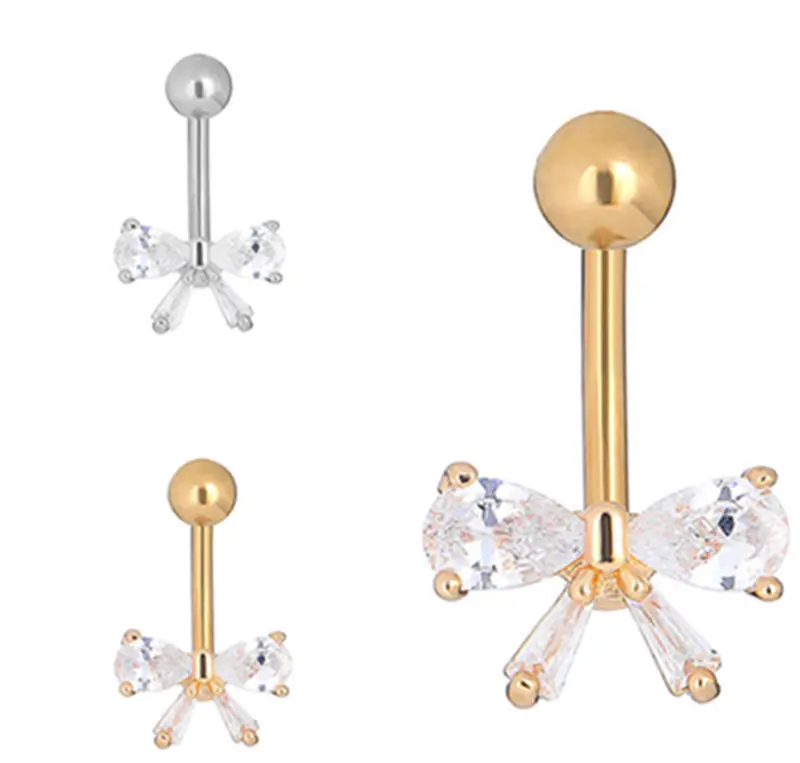 10PCS Shine CZ Navel Belly Ring Button Bar Shine KNOT Shape Navel Rings