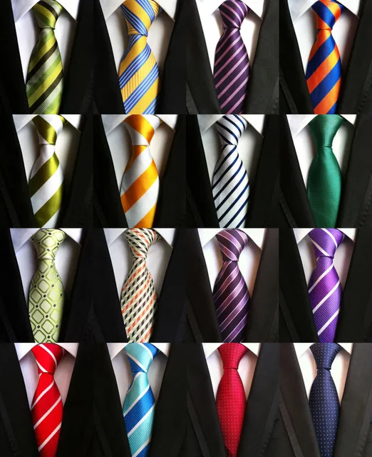 Yellow Purple Green Red Blue White Mens Business Tie Formal Striped 8cm ...