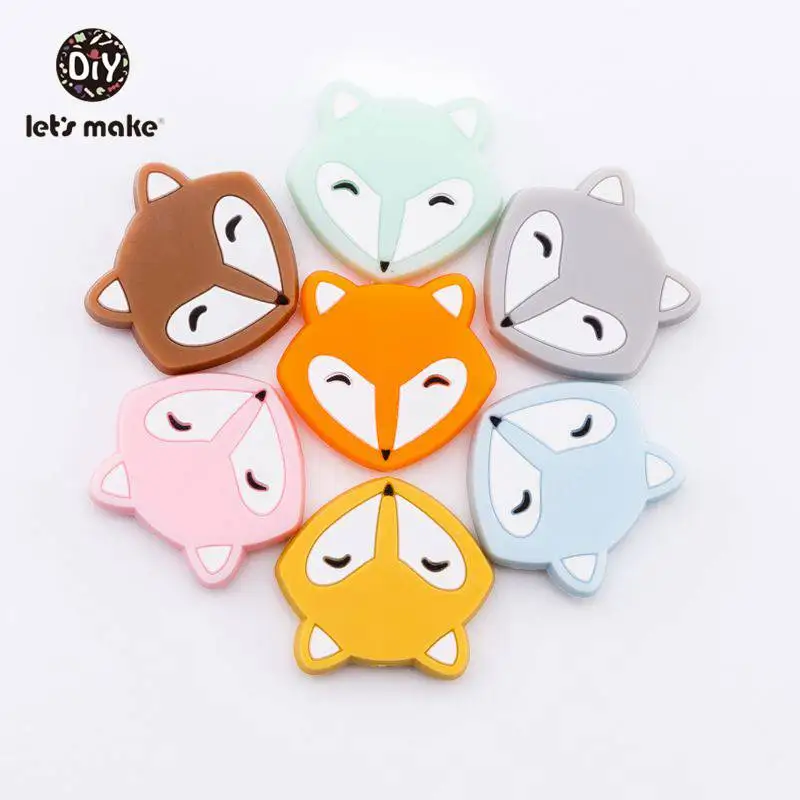 Let's Make Baby Teether Mini Fox Head Slilcone Bead 50pc Food Grade Slilcone Teether Nurse Gift Sensory Dental Care Teething Toy Let's Make Baby Teether Mini Fox Head Slilcone Bead 50pc Food Grade Slilcone Teether Nurse Gift Sensory Dental Care Teething Toy