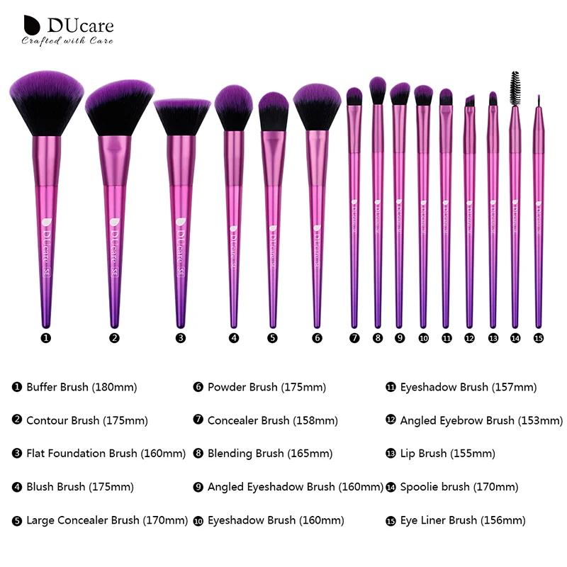 Pincéis de Maquiagem Ducare Escova Profissional Conjunto Sombra Fundação pó Compõem Escovas Ferramentas Cosméticas 15 Pçs 9 profissional conjunto sombra fundação pó escova compõem
